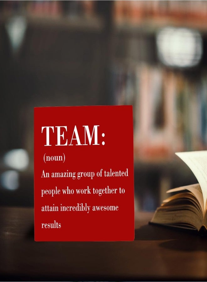 HTBIG Inspirational Team Noun Office Decor Desk Decor Wooden Box Sign, Rustic Black Wood Plaque Box Sign for Home Office Desk Shelf Table Decoration Coworker Gift Team Sign, Red - Image 5